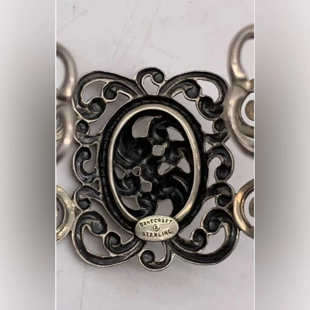 Sterling Silver Vintage Danecraft Filigree Art Nouveau Cuff Bracelet 6 inch - Picture 4 of 10
